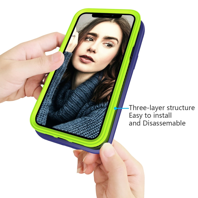 For iPhone 12 Pro Max Wave Pattern 3 in 1 Silicone+PC Shockproof Protective Case