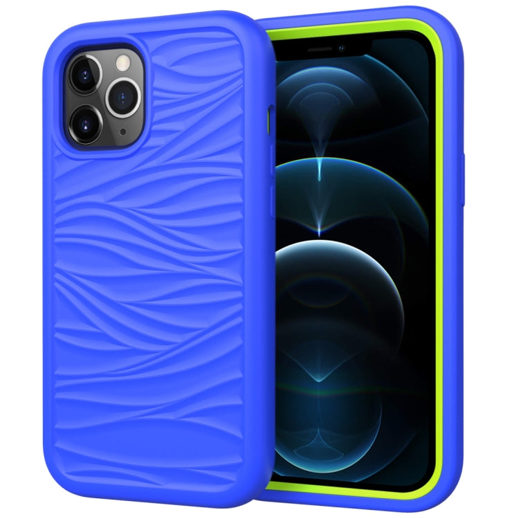 For iPhone 12 Pro Max Wave Pattern 3 in 1 Silicone+PC Shockproof Protective Case