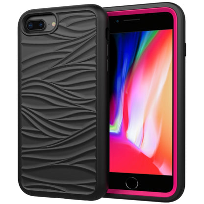 For iPhone 6/7/8G Wave Pattern 3 in 1 Silicone+PC Shockproof Protective Case