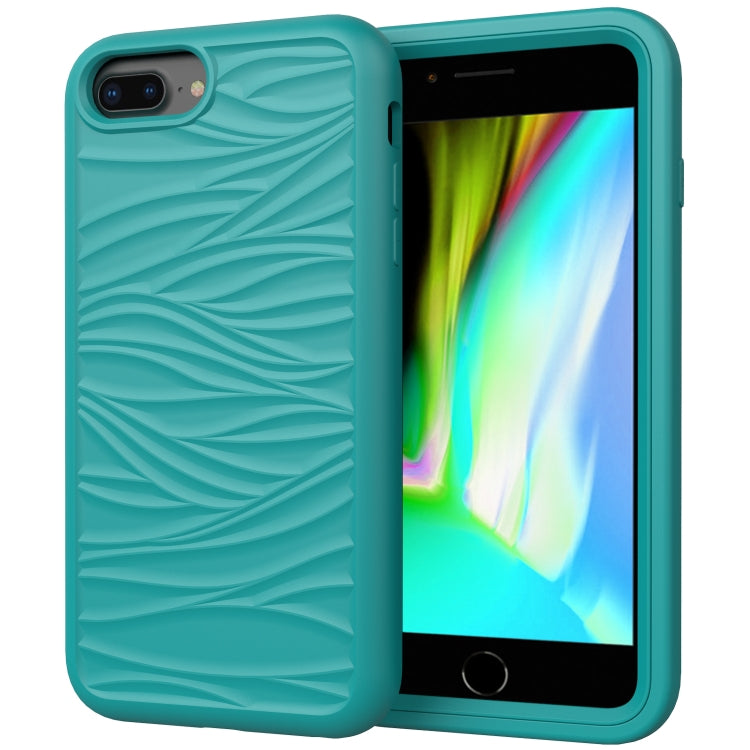For iPhone 6/7/8G Wave Pattern 3 in 1 Silicone+PC Shockproof Protective Case