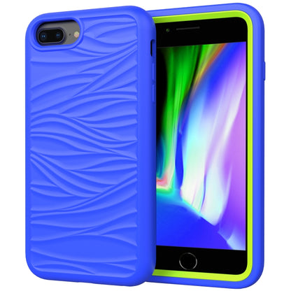 For iPhone SE（2020） Wave Pattern 3 in 1 Silicone+PC Shockproof Protective Case