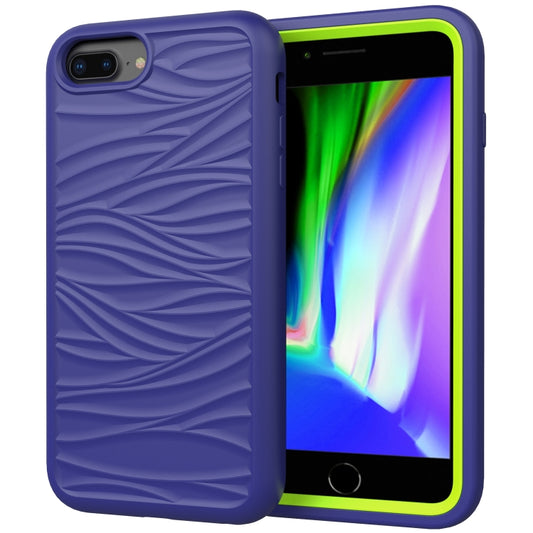 For iPhone 6/7/8 Plus Wave Pattern 3 in 1 Silicone+PC Shockproof Protective Case