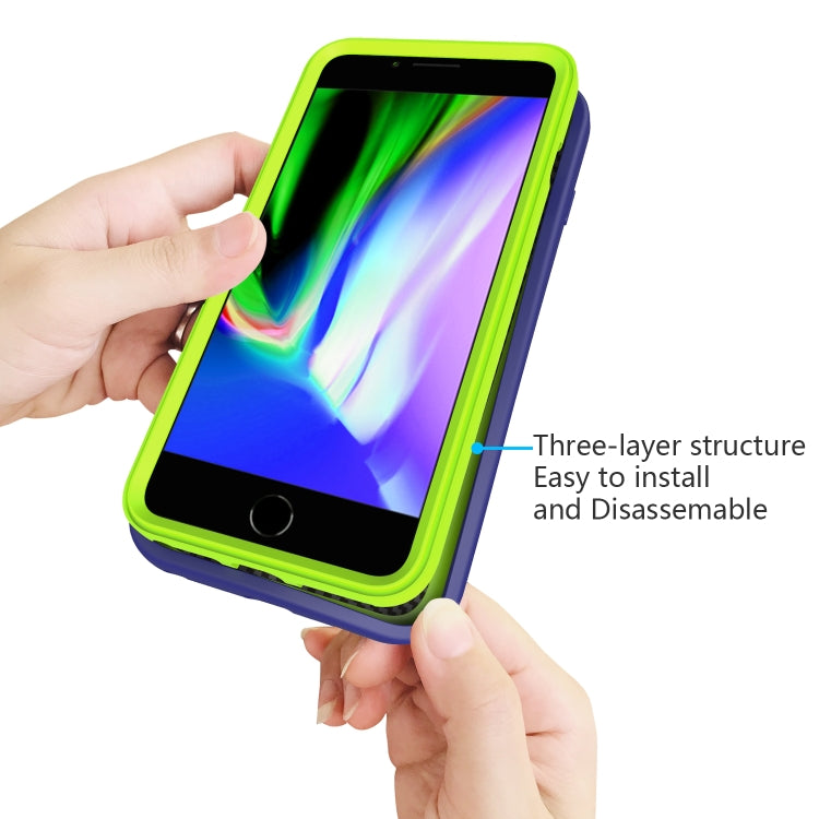 For iPhone 6/7/8 Plus Wave Pattern 3 in 1 Silicone+PC Shockproof Protective Case
