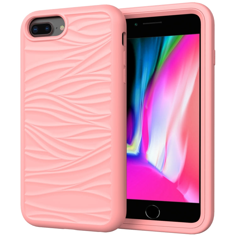 For iPhone 6/7/8 Plus Wave Pattern 3 in 1 Silicone+PC Shockproof Protective Case