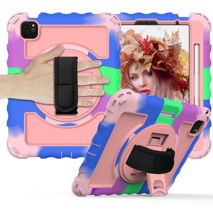 For iPad Air 4 / 10.8 inch (2020) 360 Degree Rotation PC + Silicone Shockproof Combination Case with Holder & Hand Grip Strap & Neck Strap & Pen Slot Holder