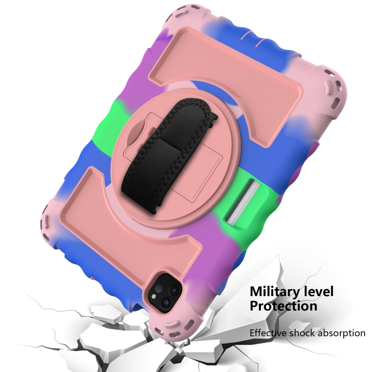 For iPad Air 4 / 10.8 inch (2020) 360 Degree Rotation PC + Silicone Shockproof Combination Case with Holder & Hand Grip Strap & Neck Strap & Pen Slot Holder