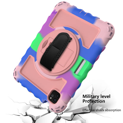 For iPad Air 4 / 10.8 inch (2020) 360 Degree Rotation PC + Silicone Shockproof Combination Case with Holder & Hand Grip Strap & Neck Strap & Pen Slot Holder