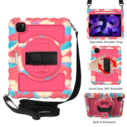 For iPad Air 4 / 10.8 inch (2020) 360 Degree Rotation PC + Silicone Shockproof Combination Case with Holder & Hand Grip Strap & Neck Strap & Pen Slot Holder