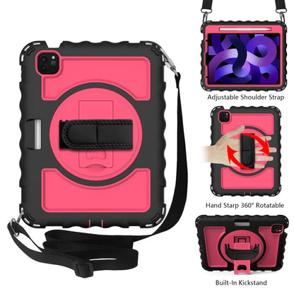 For iPad Air 4 / 10.8 inch (2020) 360 Degree Rotation PC + Silicone Shockproof Combination Case with Holder & Hand Grip Strap & Neck Strap & Pen Slot Holder