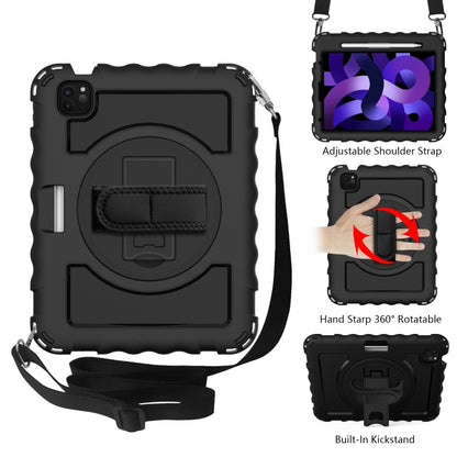For iPad Air 4 / 10.8 inch (2020) 360 Degree Rotation PC + Silicone Shockproof Combination Case with Holder & Hand Grip Strap & Neck Strap & Pen Slot Holder