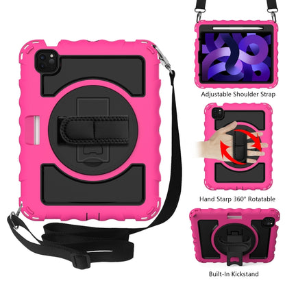 For iPad Air 4 / 10.8 inch (2020) 360 Degree Rotation PC + Silicone Shockproof Combination Case with Holder & Hand Grip Strap & Neck Strap & Pen Slot Holder