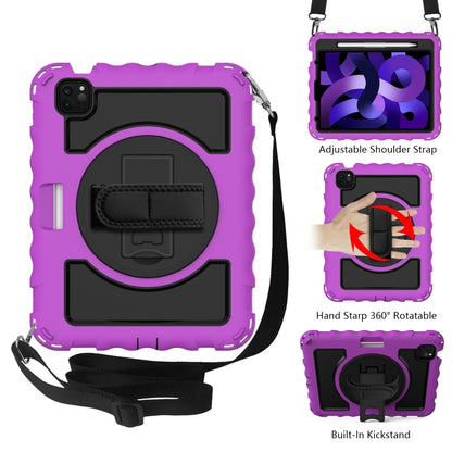For iPad Air 4 / 10.8 inch (2020) 360 Degree Rotation PC + Silicone Shockproof Combination Case with Holder & Hand Grip Strap & Neck Strap & Pen Slot Holder