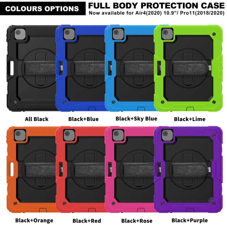 For iPad Air 2020 10.9 Shockproof Black Silica Gel + Colorful PC Protective Case
