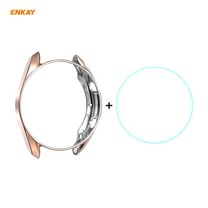 For Samsung Galaxy Watch 3 45mm 2 in 1 ENKAY Hat-Prince Electroplate Soft TPU Case + 0.2mm 9H 2.15D Curved Edge Tempered Glass Film