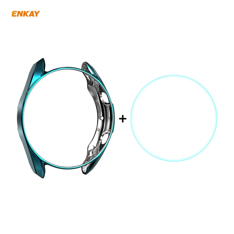 For Samsung Galaxy Watch 3 45mm 2 in 1 ENKAY Hat-Prince Electroplate Soft TPU Case + 0.2mm 9H 2.15D Curved Edge Tempered Glass Film