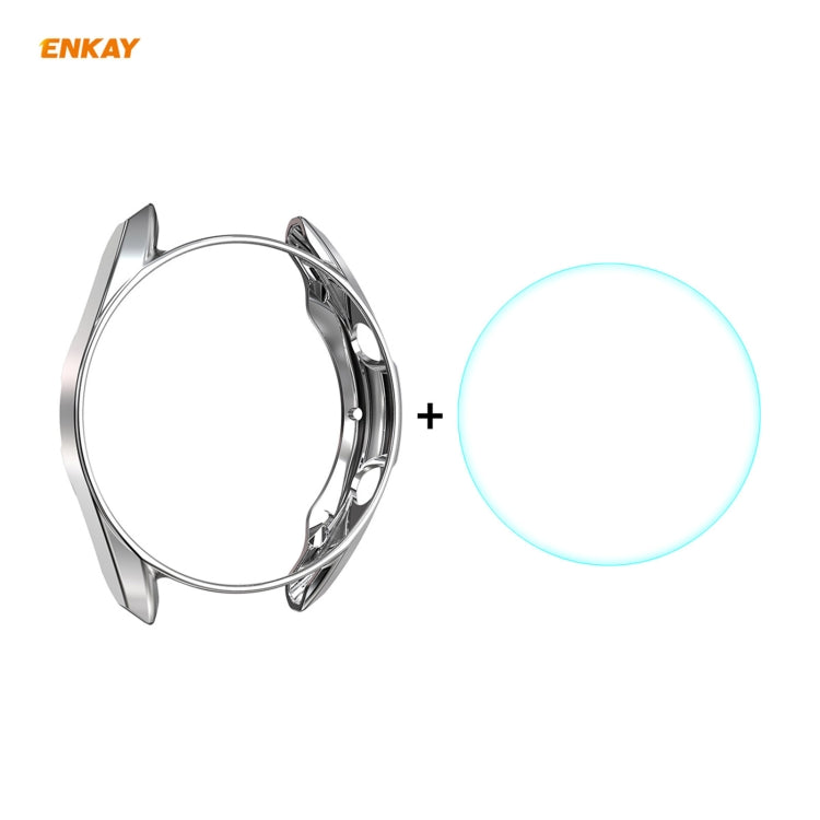 For Samsung Galaxy Watch 3 45mm 2 in 1 ENKAY Hat-Prince Electroplate Soft TPU Case + 0.2mm 9H 2.15D Curved Edge Tempered Glass Film