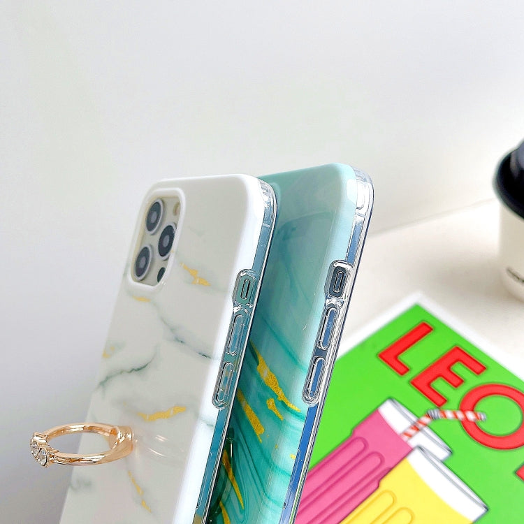 Thickened TPU Glazed Marble Pattern Case with Metallic Ring Holder