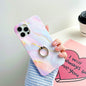 Thickened TPU Glazed Marble Pattern Case with Metallic Ring Holder