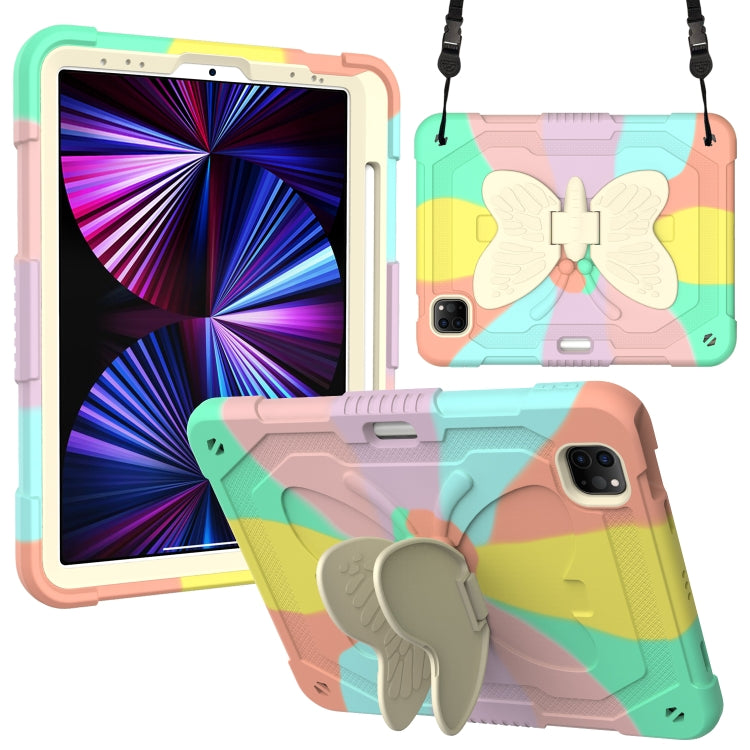 PC + Silicone Anti-drop Tablet Case with Butterfly Holder & Pen Slot for iPad Pro 11 2018 & 2020 & 2021 & Air 2020 10.9