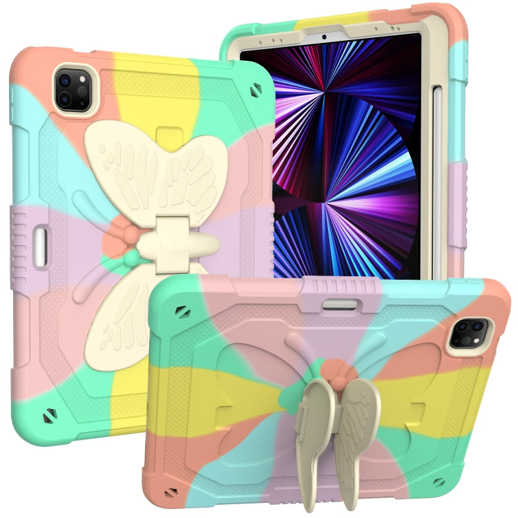 PC + Silicone Anti-drop Tablet Case with Butterfly Holder & Pen Slot for iPad Pro 11 2018 & 2020 & 2021 & Air 2020 10.9