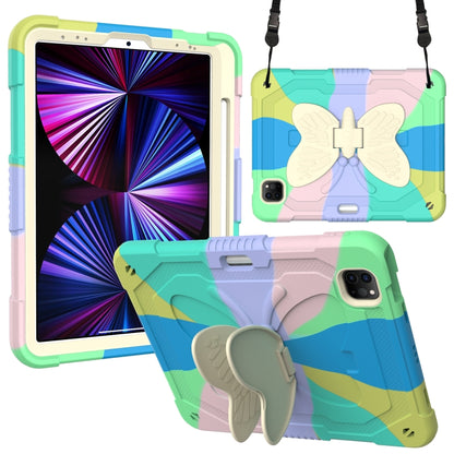 PC + Silicone Anti-drop Tablet Case with Butterfly Holder & Pen Slot for iPad Pro 11 2018 & 2020 & 2021 & Air 2020 10.9
