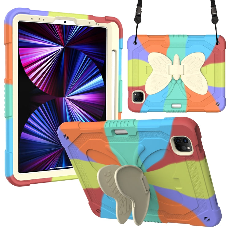 PC + Silicone Anti-drop Tablet Case with Butterfly Holder & Pen Slot for iPad Pro 11 2018 & 2020 & 2021 & Air 2020 10.9