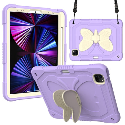 PC + Silicone Anti-drop Tablet Case with Butterfly Holder & Pen Slot for iPad Pro 11 2018 & 2020 & 2021 & Air 2020 10.9