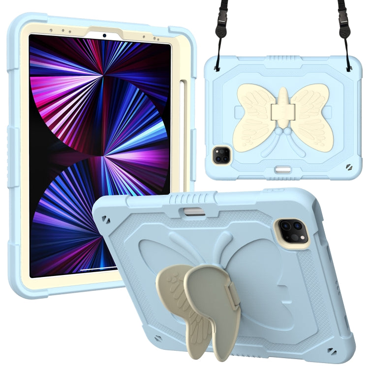 PC + Silicone Anti-drop Tablet Case with Butterfly Holder & Pen Slot for iPad Pro 11 2018 & 2020 & 2021 & Air 2020 10.9