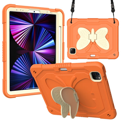 PC + Silicone Anti-drop Tablet Case with Butterfly Holder & Pen Slot for iPad Pro 11 2018 & 2020 & 2021 & Air 2020 10.9