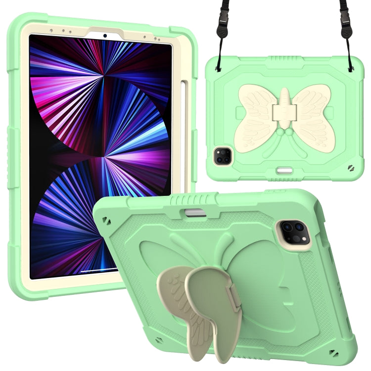 PC + Silicone Anti-drop Tablet Case with Butterfly Holder & Pen Slot for iPad Pro 11 2018 & 2020 & 2021 & Air 2020 10.9