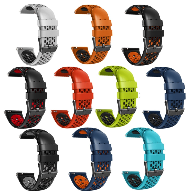 22mm Two-Color Breathable Silicone Watch Band