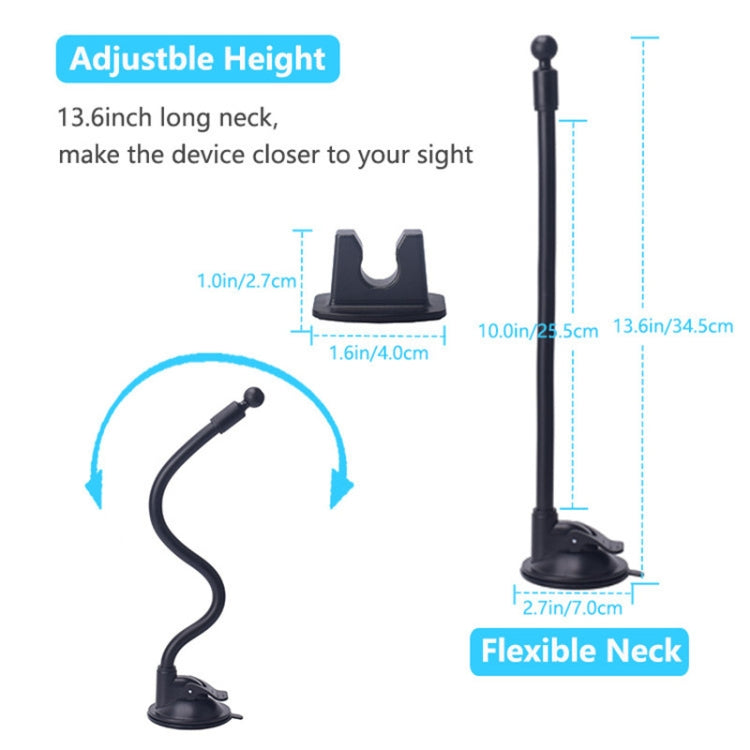 X034 Long Arm Flexible Goose Neck Windshield Car Cell Phone Holder, X034