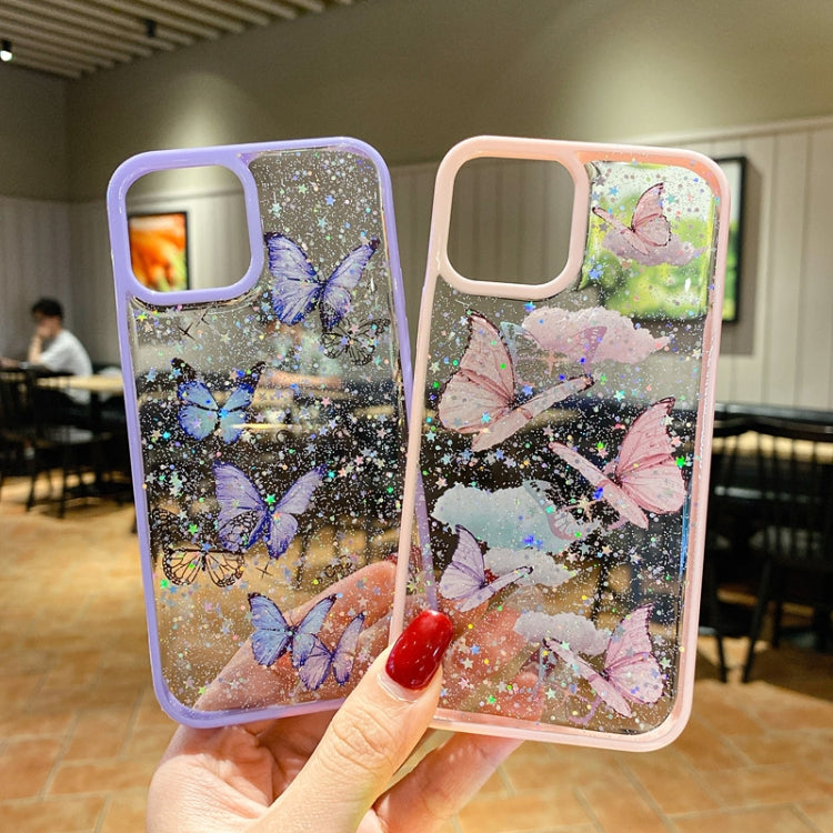 Color Butterfly Glitter Epoxy TPU Phone Case