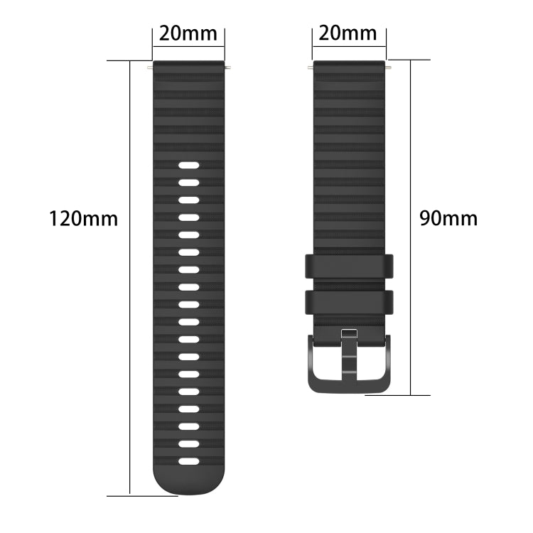20mm Wavy Dot Pattern Solid Color Silicone Watch Band