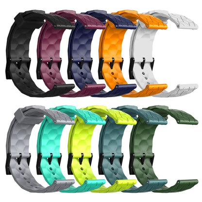 20mm Football Pattern Solid Color Silicone Watch Band