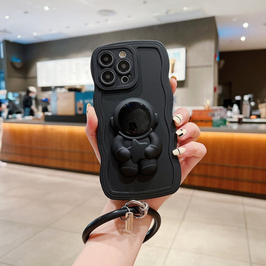 3D Astronaut Holder Skin-feel Silicone Phone Case with Wristband