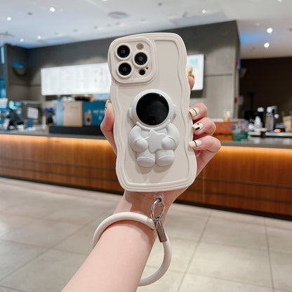 3D Astronaut Holder Skin-feel Silicone Phone Case with Wristband
