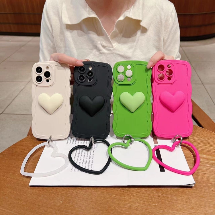 3D Heart Skin-Feel Silicone Phone Case with Wristband