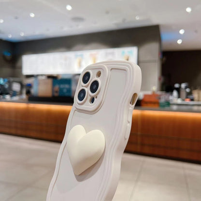 3D Heart Skin-Feel Silicone Phone Case with Wristband