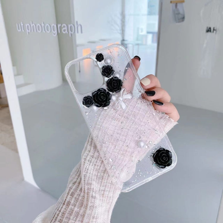 3D Pearl Bow Rose Glitter Epoxy TPU Phone Case