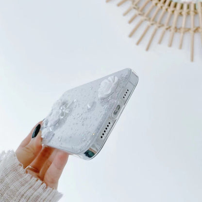 3D Pearl Bow Rose Glitter Epoxy TPU Phone Case