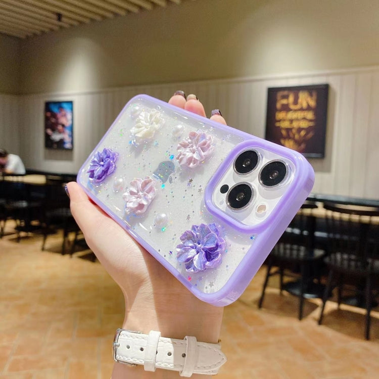 3D Bow Flowers Glitter Epoxy TPU Phone Case