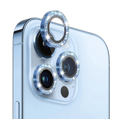 NORTHJO Camera Lens Protector Tempered Glass Bling Glitter Metal Ring Film