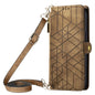 Geometric Zipper Wallet Side Buckle Leather Phone Case with Crossbody Lanyard