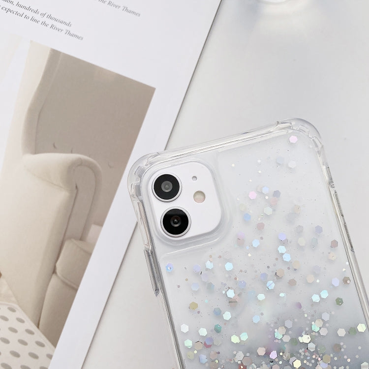 Gradient Glitter Epoxy TPU Thickened Acrylic Phone Case with Round Neck Lanyard