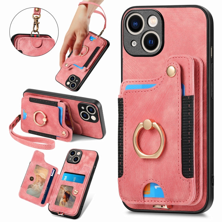 Retro Skin-feel Ring Multi-card Wallet Phone Case