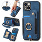 Retro Skin-feel Ring Multi-card Wallet Phone Case