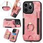 Retro Skin-feel Ring Multi-card Wallet Phone Case