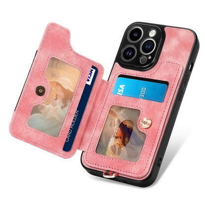 Retro Skin-feel Ring Multi-card Wallet Phone Case