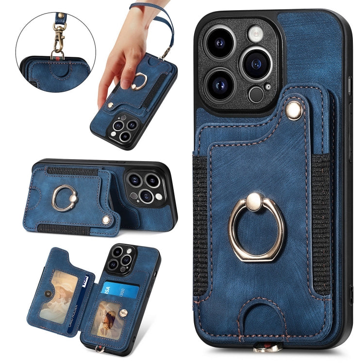 Retro Skin-feel Ring Multi-card Wallet Phone Case